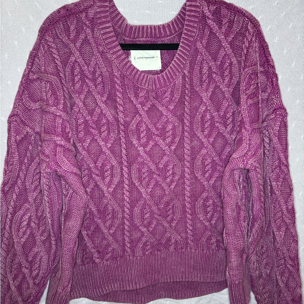 Lucky Brand Women's Plum Cable Knit Sweater